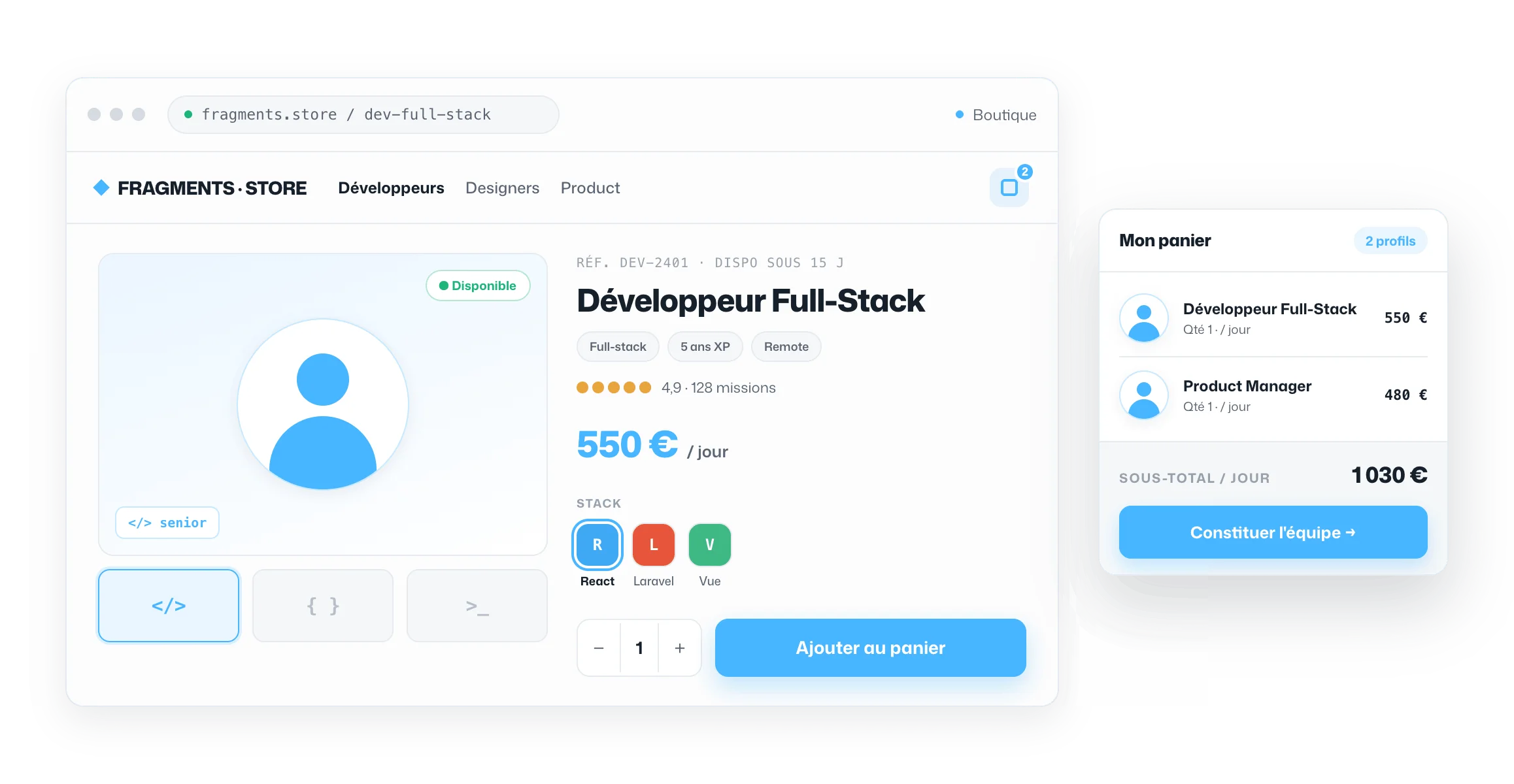 Illustration — E-commerce · Shopify & sur mesure