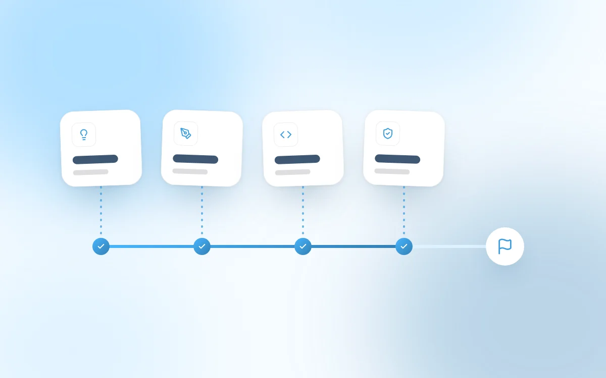 Low-poly illustration of an accelerated product launch: delivery ramp and SaaS modules heading to market